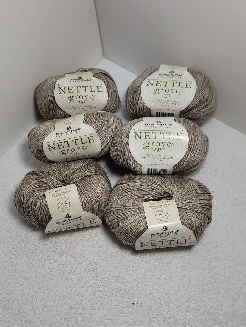 Plymouth Yarn Nettle Grove Yarn - Natural Taupe - 6 Balls - NWT